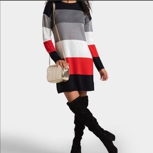 Francesca’s Blue Rain Striped Sweater Dress NWT SZ M